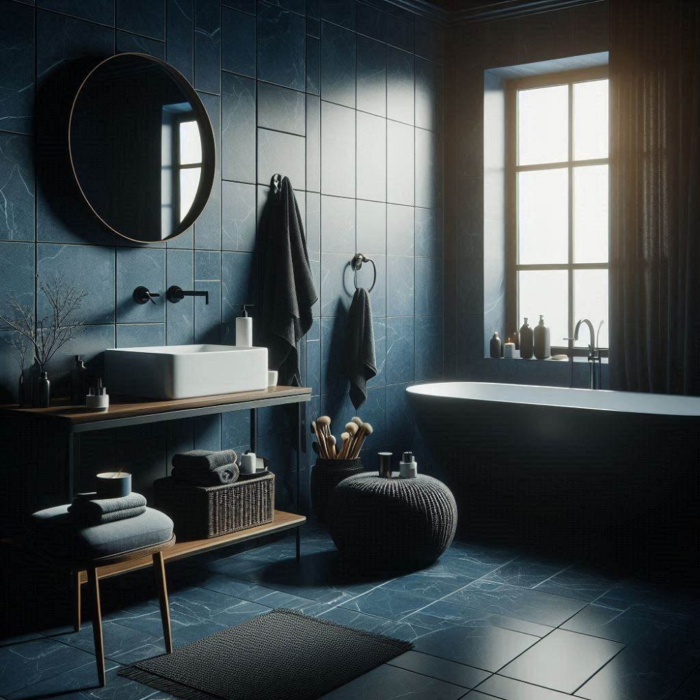 modern blue bathroom 