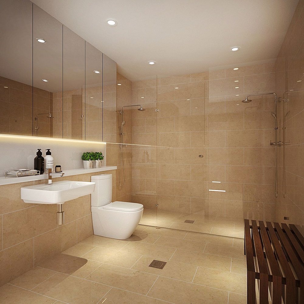 small beige bathroom