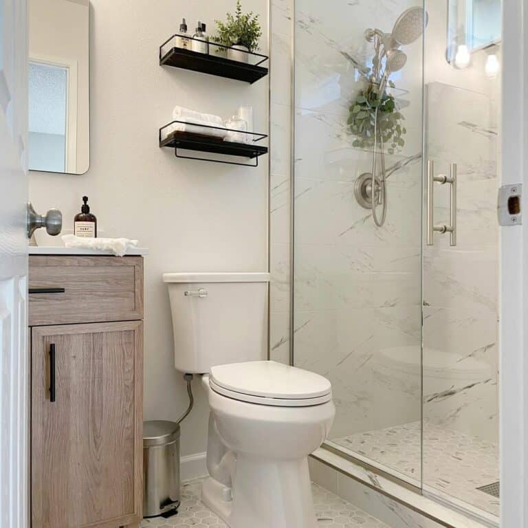 tiny bathroom with shower