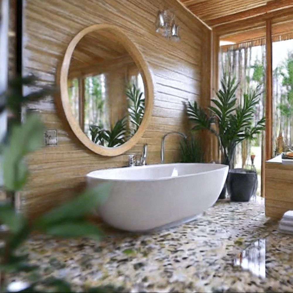 beige and brown bathroom 