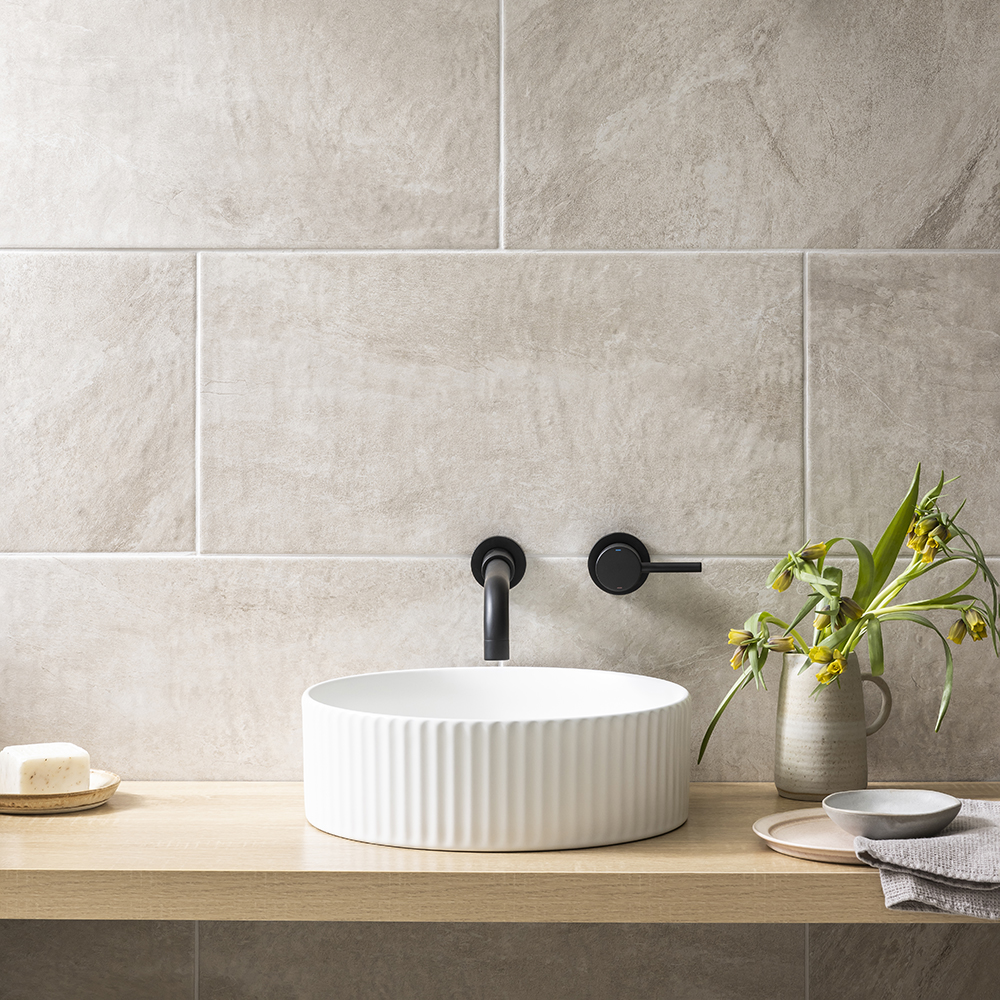 beige and brown bathroom 